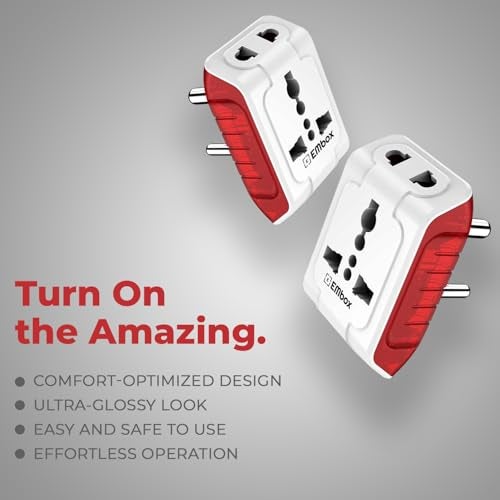 Embox 3 Pin 240V Multiplug Sockets | Multi Plug Adapter with LED Indicator | Supports 2-Pin&3-Pin Plugs | 3 Pin Plug Socket Home&Office Appliances | (Pack of 2) - Image 3