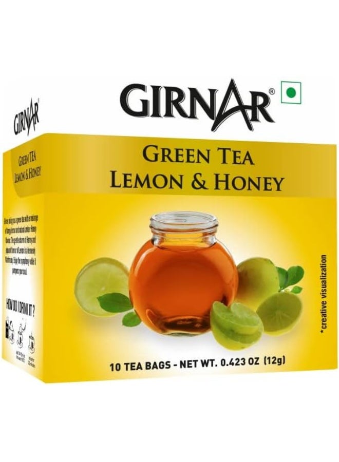 Girnar شاي جيرنار الأخضر مع الليمون والعسل 10 أكياس شاي، 12 جرام - Image 1