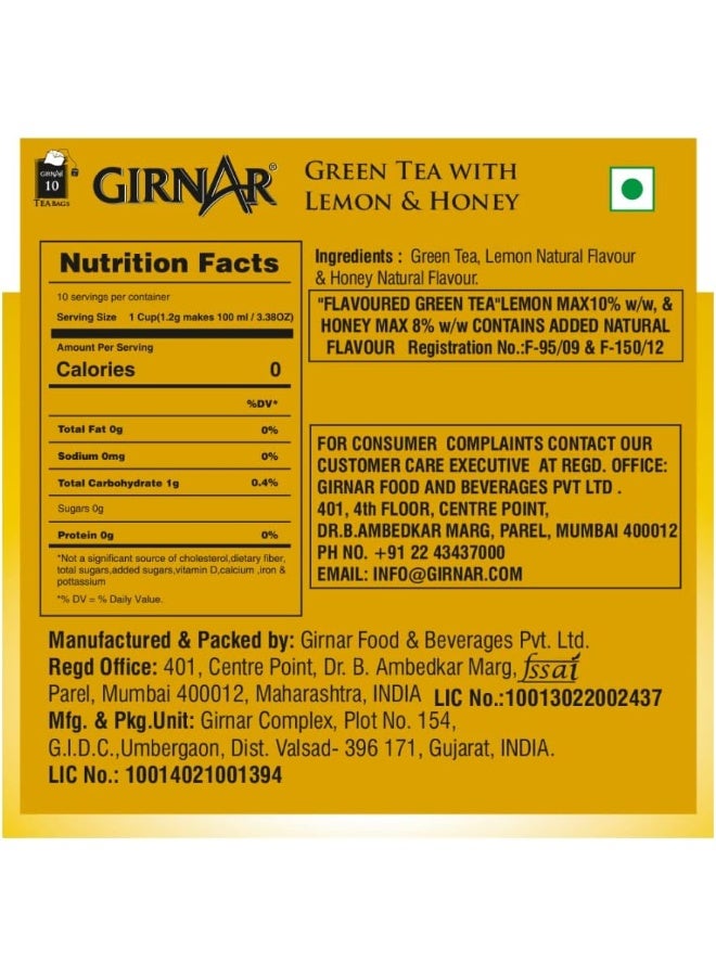 Girnar شاي جيرنار الأخضر مع الليمون والعسل 10 أكياس شاي، 12 جرام - Image 2
