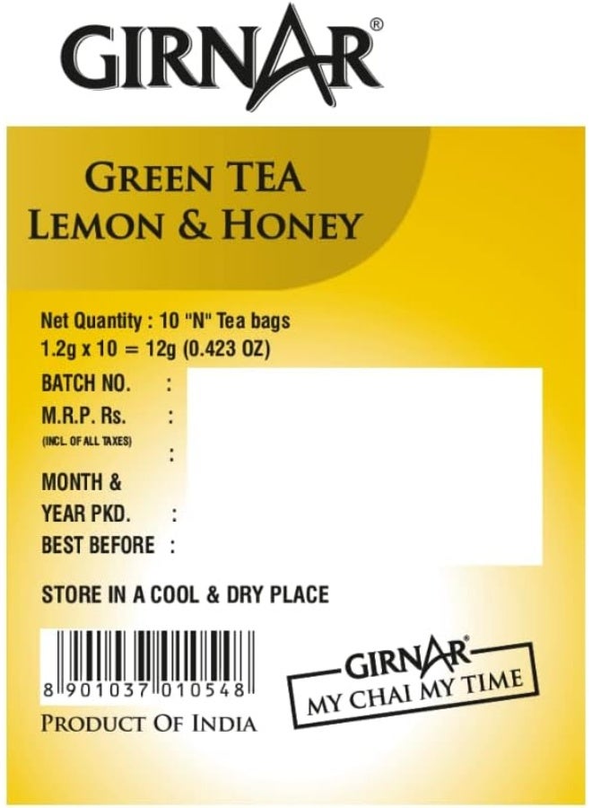 Girnar شاي جيرنار الأخضر مع الليمون والعسل 10 أكياس شاي، 12 جرام - Image 3