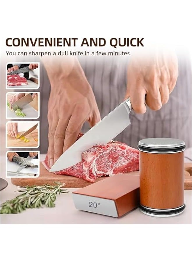 بيوينتي تي ان تي ايه اي ايه اتش ال مسن سكاكين دوارة، مجموعة مسن السكاكين المتدحرجة مناسبة لأي مسن سكاكين في المطبخ، وتدعم أسطوانة شحذ السكاكين الإمالة المغناطيسية عند 15 درجة و20 سكين - Image 3