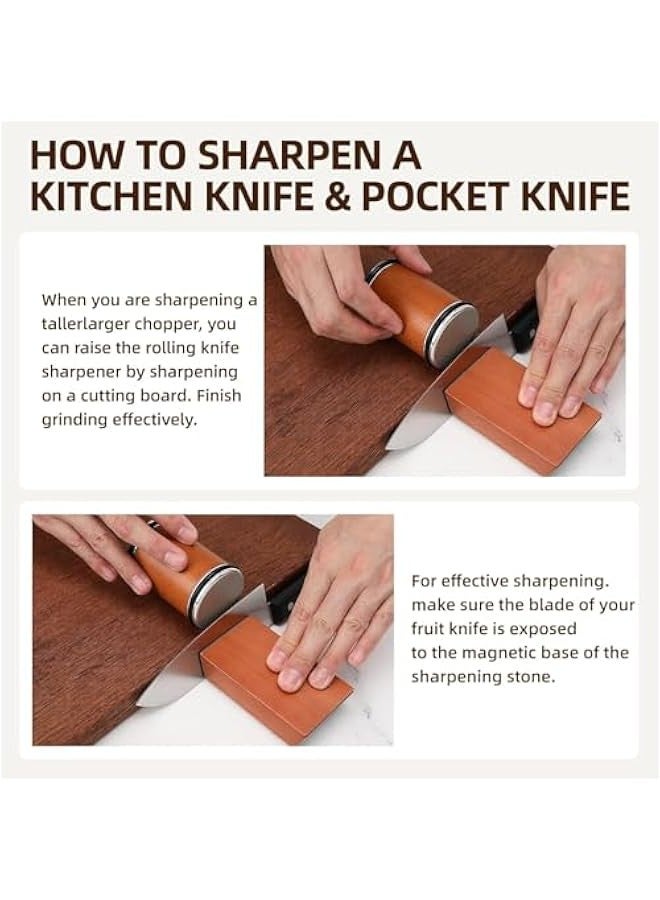 بيوينتي تي ان تي ايه اي ايه اتش ال مسن سكاكين دوارة، مجموعة مسن السكاكين المتدحرجة مناسبة لأي مسن سكاكين في المطبخ، وتدعم أسطوانة شحذ السكاكين الإمالة المغناطيسية عند 15 درجة و20 سكين - Image 4