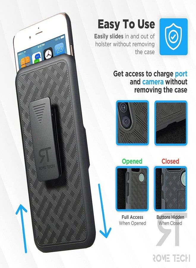 ROME TECH Designed for iPhone 7 Plus / 8+ Case with Belt Clip Holster - Kickstand Cover Phone Case - Black - Image 4