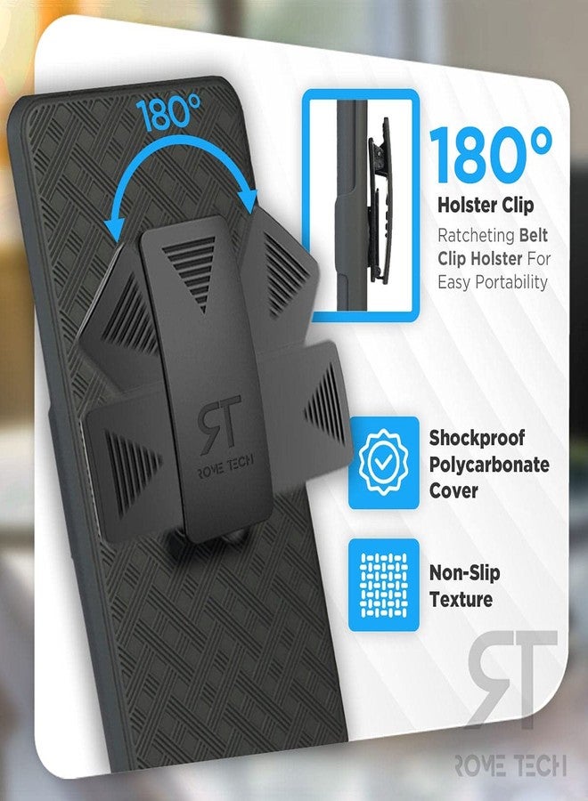 ROME TECH Designed for iPhone 7 Plus / 8+ Case with Belt Clip Holster - Kickstand Cover Phone Case - Black - Image 3