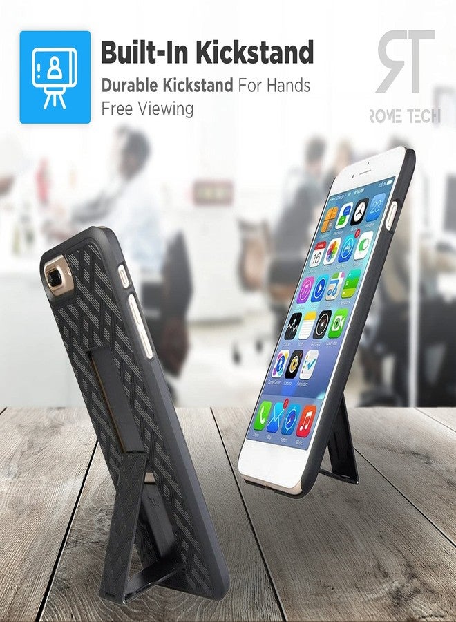 ROME TECH Designed for iPhone 7 Plus / 8+ Case with Belt Clip Holster - Kickstand Cover Phone Case - Black - Image 5