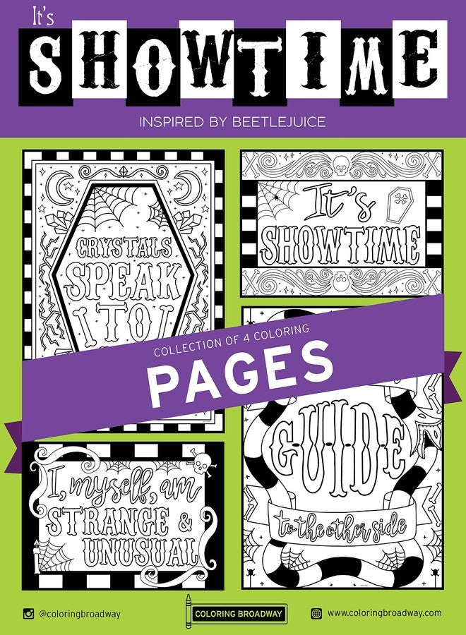 Coloring Broadway - Beetlejuice Inspired Coloring Pages (Set of 4) “It's Showtime” Collection, Broadway Musical Merchandise, Ideal Gift for a Broadway Theater Lover - Image 1