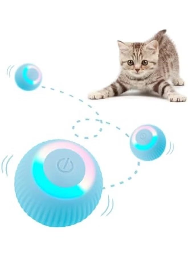 كرة لعب تفاعلية للقطط 2.0، كرة دوارة ذكية أوتوماتيكية مزودة بإضاءة LED، لعبة داخلية ذاتية اللعب بزاوية 360 درجة للقطط، تصميم سيليكون هادئ - Image 1