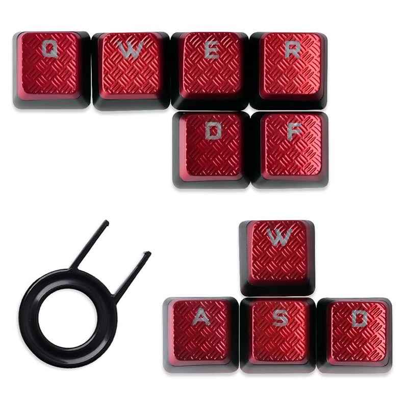 HUYUN 10Keys Corsair FPS Red Backlit Keycaps Replacement for Cherry Key Switches Gaming Keyboards(QWERDF+WASD) - Image 1