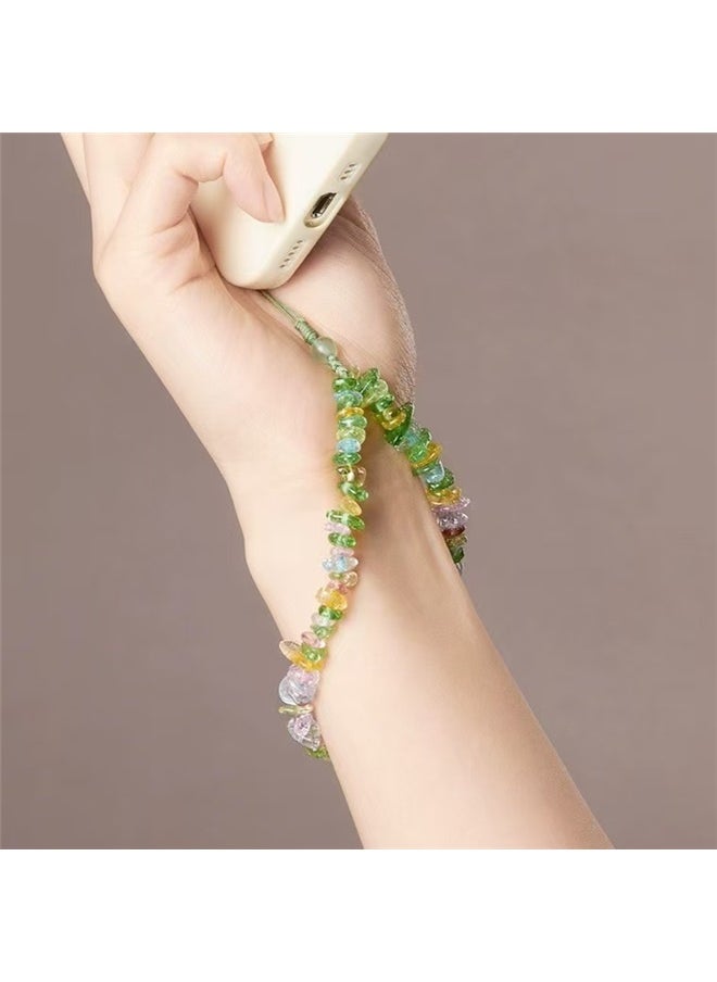 yongsheng Natural Pearl Phone Charm Handwoven Crystal Beads, Beaded Phone Charms Strap -  Phone Lanyard Wrist Strap - Handmade Natural Stone Versatile Anti-Loss Phone Chain for Women & Girls  - Image 4