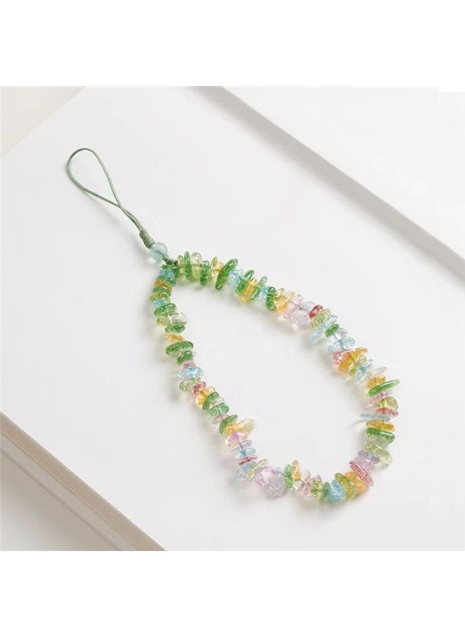 yongsheng Natural Pearl Phone Charm Handwoven Crystal Beads, Beaded Phone Charms Strap -  Phone Lanyard Wrist Strap - Handmade Natural Stone Versatile Anti-Loss Phone Chain for Women & Girls  - Image 2
