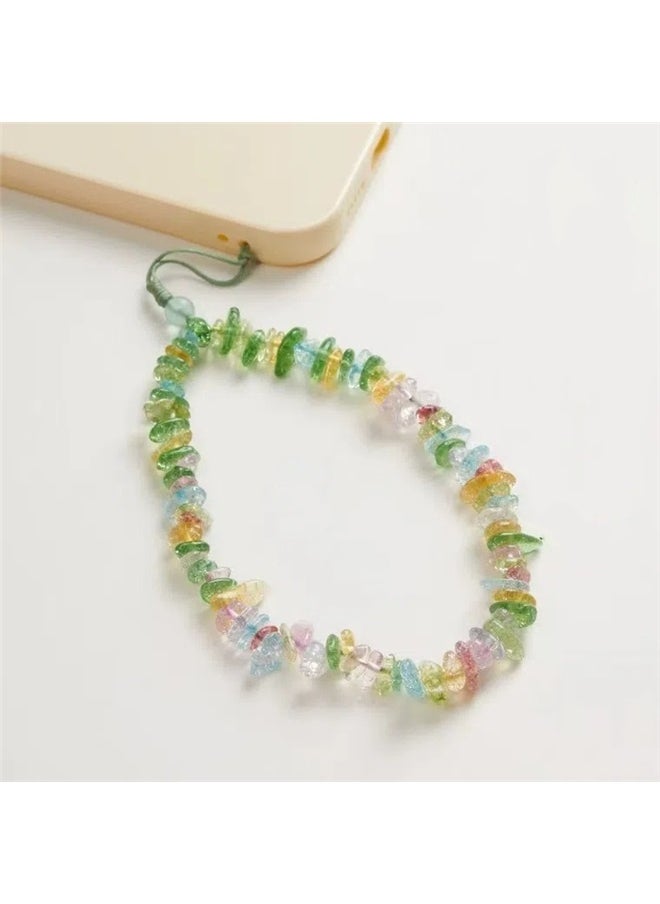 yongsheng Natural Pearl Phone Charm Handwoven Crystal Beads, Beaded Phone Charms Strap -  Phone Lanyard Wrist Strap - Handmade Natural Stone Versatile Anti-Loss Phone Chain for Women & Girls  - Image 5
