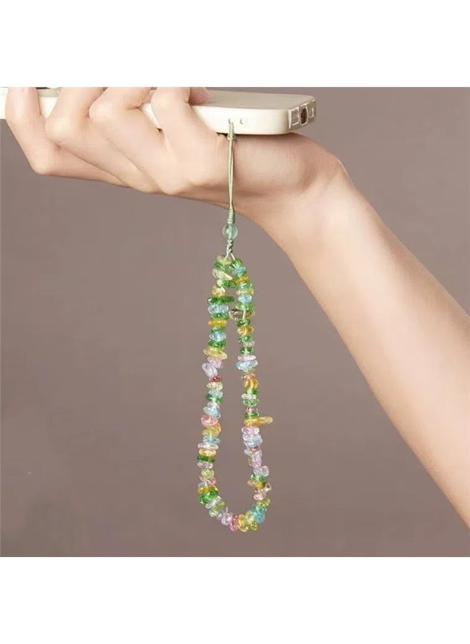 yongsheng Natural Pearl Phone Charm Handwoven Crystal Beads, Beaded Phone Charms Strap -  Phone Lanyard Wrist Strap - Handmade Natural Stone Versatile Anti-Loss Phone Chain for Women & Girls  - Image 3