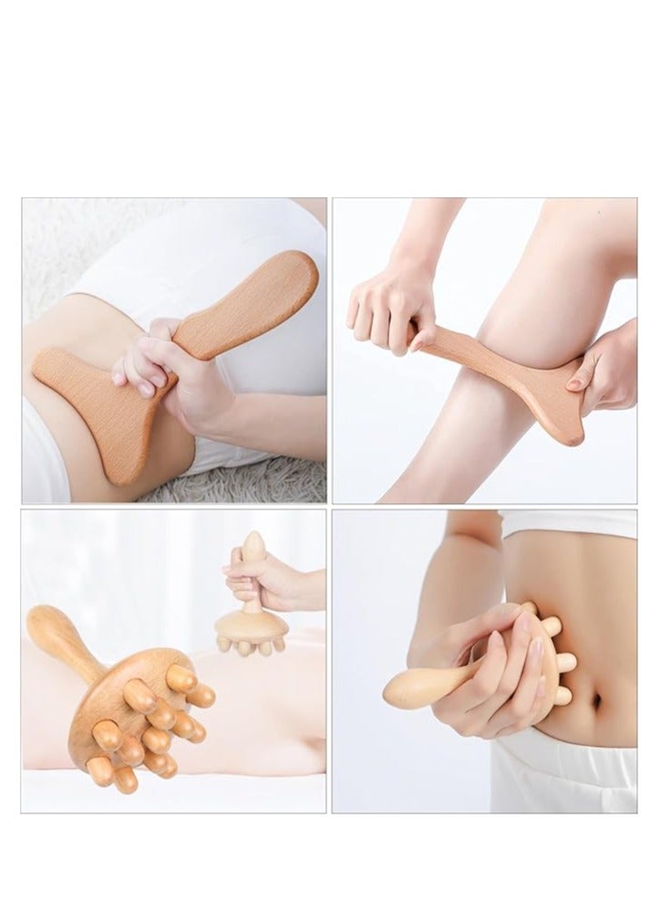 Wood Therapy Massage Tools Set 5-in-1 Lymphatic Drainage Maderoterapia Body Massager Kit Sculpting Tools for Muscle Pain Relief Anti-Cellulite Body Contouring and Shaping - Image 5