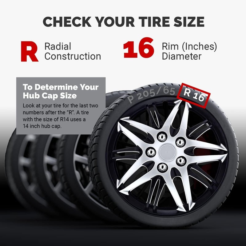 Pilot Automotive WH544-16C-BLK-AM 16 Inch Formula Performance Series Black & Chrome Universal Hubcap Wheel Covers - Set of 4 - Image 3