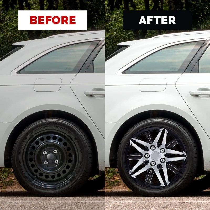 Pilot Automotive WH544-16C-BLK-AM 16 Inch Formula Performance Series Black & Chrome Universal Hubcap Wheel Covers - Set of 4 - Image 5