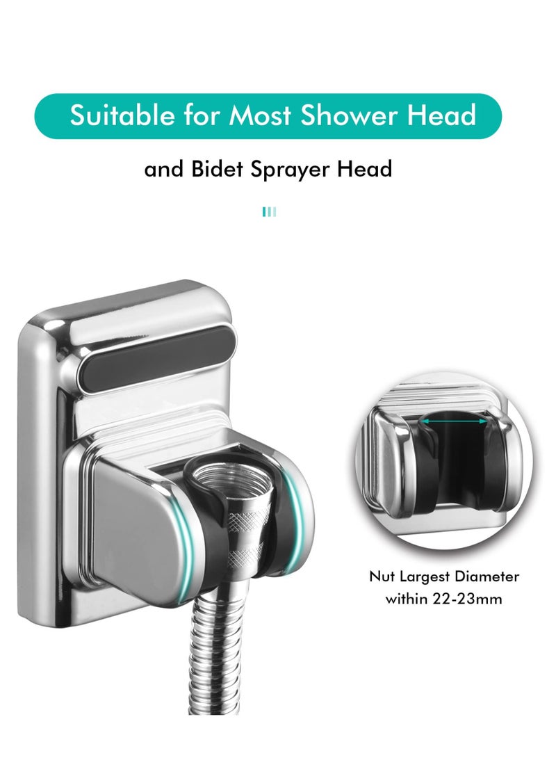 SOLARAE Self Adhesive Shower Head Holder, 2 Pcs Abs Showerhead Bracket Adjustable Shower Spray Holder Wall Mount Shower Wand Holder Drilling, No Drilling, Silver - Image 2