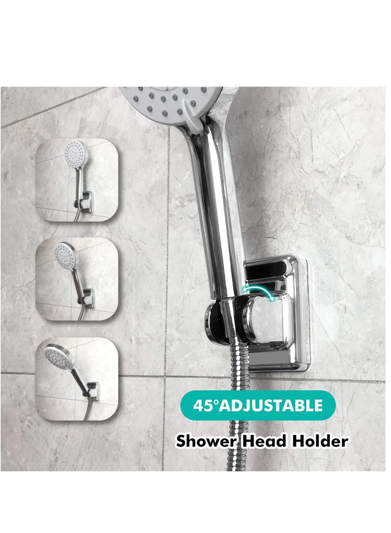 SOLARAE Self Adhesive Shower Head Holder, 2 Pcs Abs Showerhead Bracket Adjustable Shower Spray Holder Wall Mount Shower Wand Holder Drilling, No Drilling, Silver - Image 4
