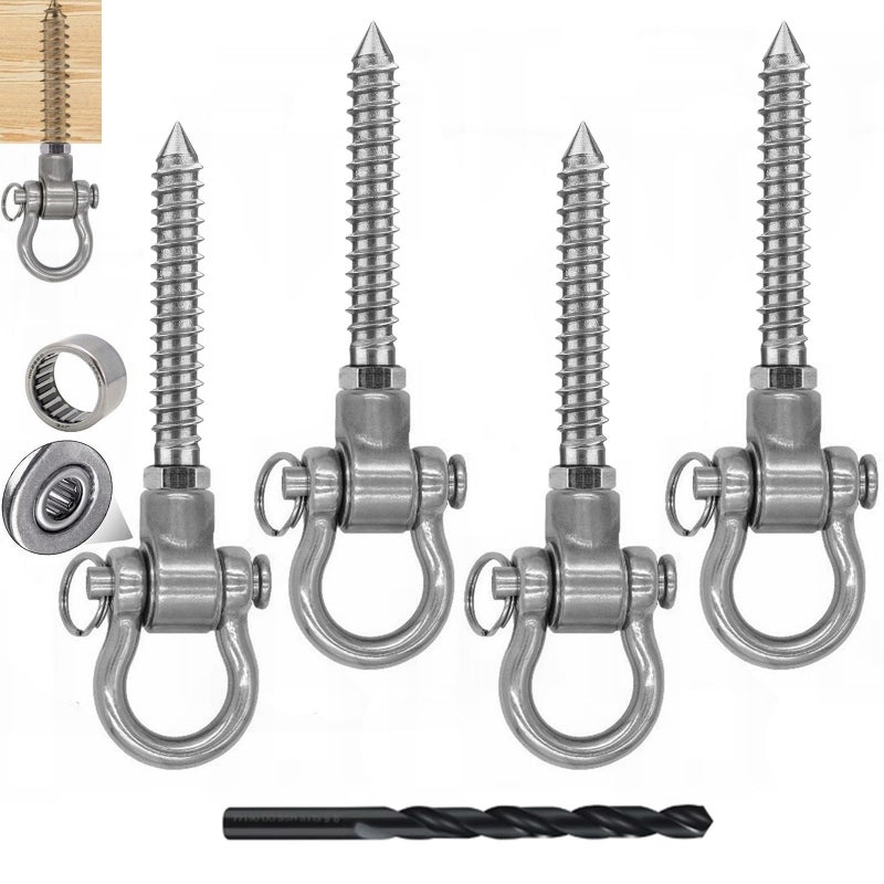 Dakzhou 4 Heavy Duty Swing Hangers Permanent Anti Rust Bearing, 180 Swing Hardware, 1500 LBS, 304 Stainless Steel Color - Image 1