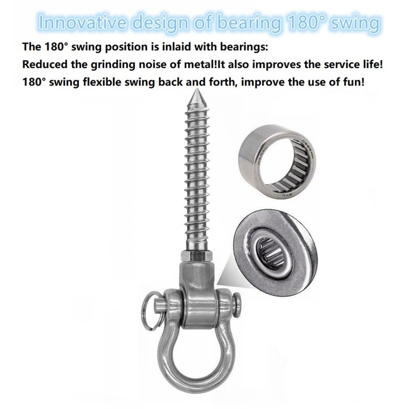 Dakzhou 4 Heavy Duty Swing Hangers Permanent Anti Rust Bearing, 180 Swing Hardware, 1500 LBS, 304 Stainless Steel Color - Image 4