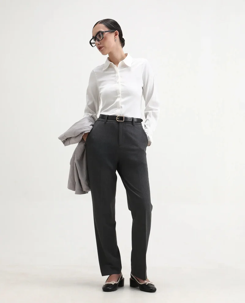 Rareism Women's Concealed Placket Formal Shirt