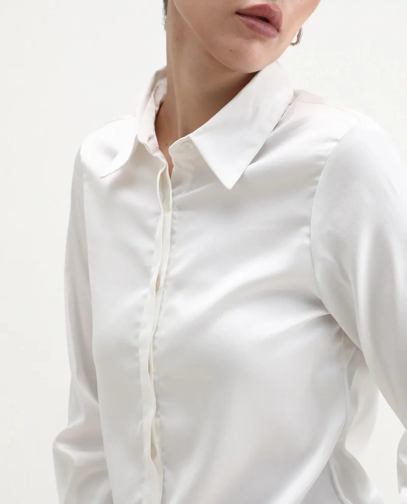 Rareism Women's Concealed Placket Formal Shirt