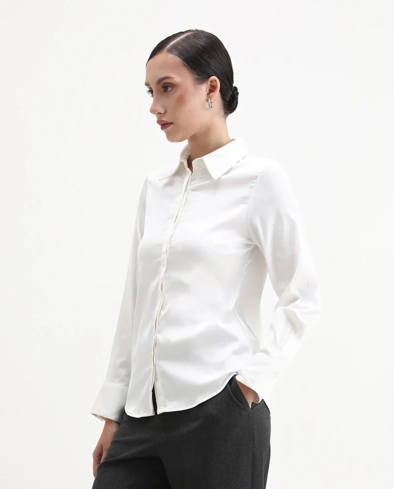 Rareism Women's Concealed Placket Formal Shirt