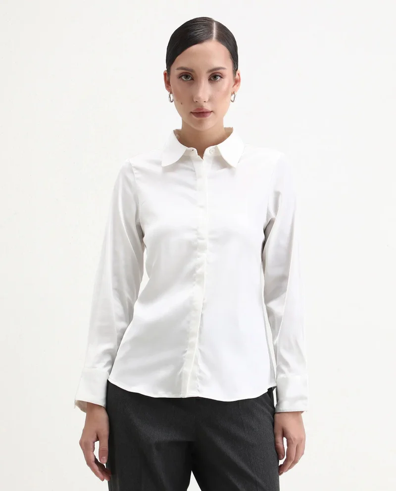 Rareism Women's Concealed Placket Formal Shirt