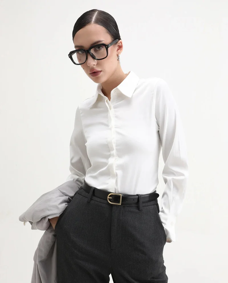 Rareism Women's Concealed Placket Formal Shirt