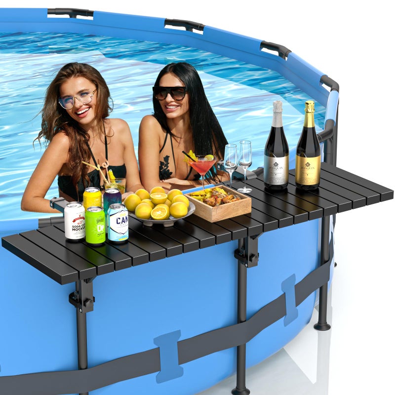 BoYata Pool Bar, Above Ground Pool Side Bar, 49.4Ã—9.6" Galvanized Iron Poolside Table Holds 110LBS, Swim Up Bars Fit Top Rails 4.48" or Less, Frame Above Ground Round & Oval Swimming Pools Accessories - Image 1