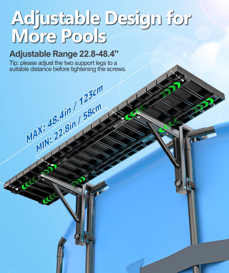 BoYata Pool Bar, Above Ground Pool Side Bar, 49.4Ã—9.6" Galvanized Iron Poolside Table Holds 110LBS, Swim Up Bars Fit Top Rails 4.48" or Less, Frame Above Ground Round & Oval Swimming Pools Accessories - Image 5