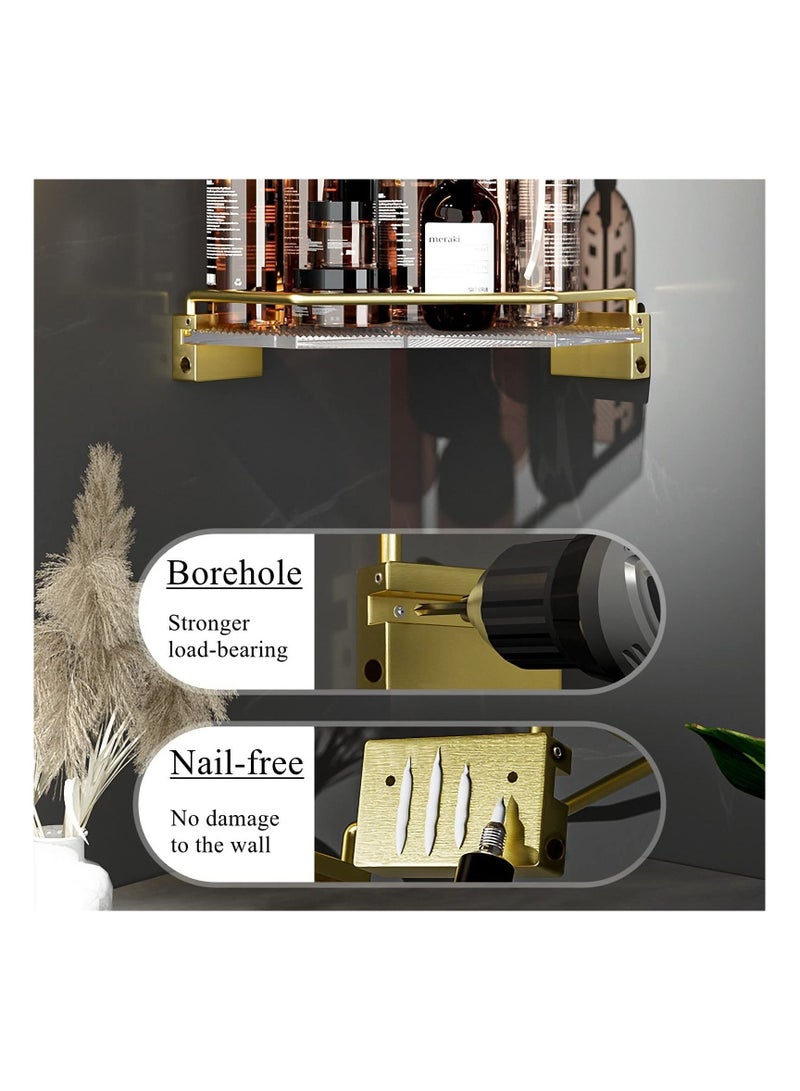 Corner Shower Caddy, Acrylic Gold Bathroom Floating Shelf Soap and Shampoo Holder, Organizer for Inside Shower, Can be Free of Punching - Image 5