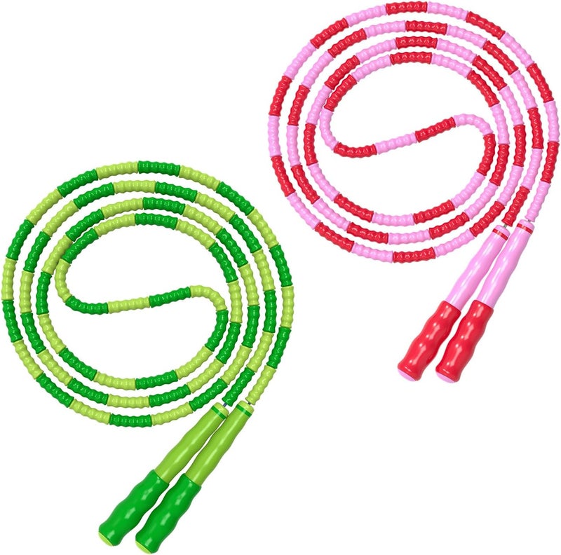 Leeboom Jump Rope, Adjustable Length Tangle-Free Segmented Soft Beaded Skipping Rope, Fitness Jump Rope for Kids, Man, and Women Weight Loss 9.2 Feet - Image 1