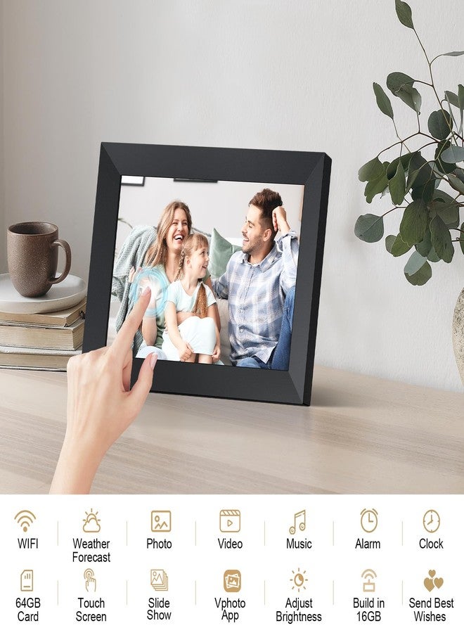 Ciowain Digital Picture Frame Wi-Fi 10.1inch Smart Digital Photo Frame,Electronic Digital Picture Frames Load from Phone,1280x800 HD IPS Touch Screen-Share Photo/Video-Weather/Clock/Alarm-via Free APP-Black - Image 3