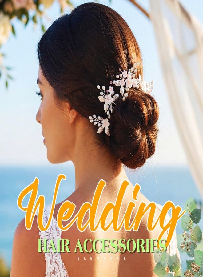 JEAIRTS 5Pcs Flower Wedding Hair Pins Silver Bridal Pearl Hair Accessories for Brides - Image 5