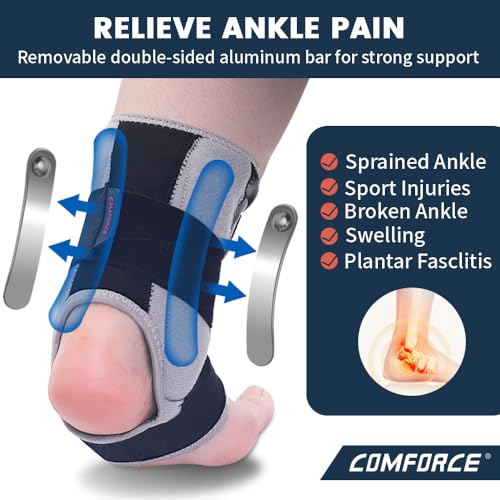 COMFORCE Ankle Brace for Women & Men (US 6-11/Women, 7-10/Men | EU 35-43), Adjustable Metal Support for Sprains, Achilles & Plantar Fasciitis - Breathable Design for Injury Recovery & Sports - Image 3