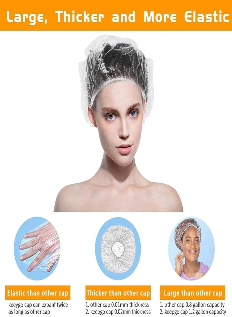 AEENAA 100 Pieces Disposable Shower Caps Waterproof Elastic Bath Hair Covers for Women and Men - Image 3