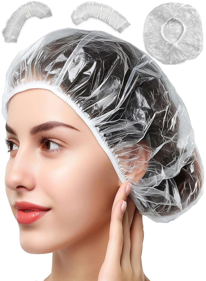 AEENAA 100 Pieces Disposable Shower Caps Waterproof Elastic Bath Hair Covers for Women and Men - Image 1