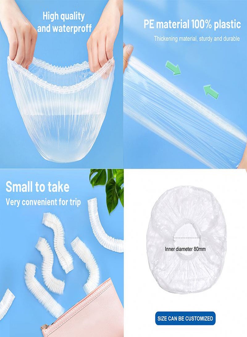 AEENAA 100 Pieces Disposable Shower Caps Waterproof Elastic Bath Hair Covers for Women and Men - Image 5