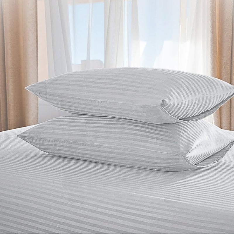 Bedding Zone Standard Pillowcase 2pc Set - Silver Stripe - Image 1