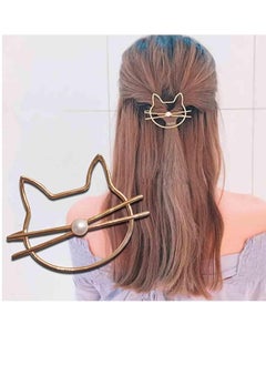 Yheakne Cat Hair Clip Barrette Gold Hair Barrette Pin Animal Hair Barrette Clips Decorative Hair Accessories for Women and Girls Cat Lover Gifts (Gold)  - Image 1