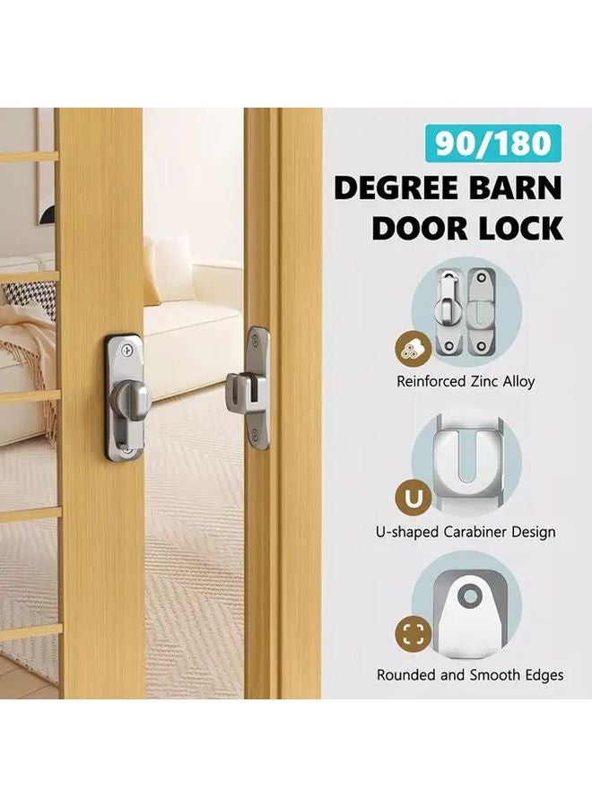 عبوتان من مزلاج الباب الزاوية اليمنى من سبيكة الزنك، قفل انزلاقي للخزائن والبوابات بدرجة انقلاب 90-180 - Image 3