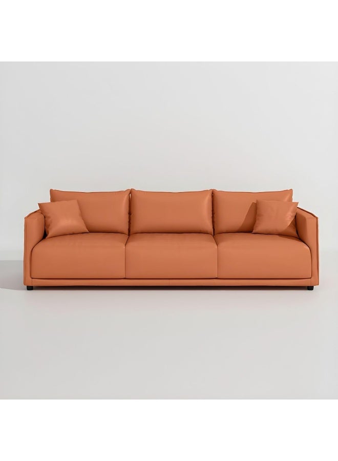 Ripple FURNITURE UAE Homes Modern 3-Seater Sofa, Foam-Filled Cushions, Scratch-Resistant Leather, Beige (Orange) - Image 1