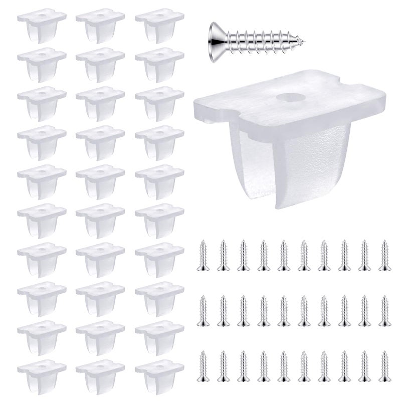Sliverdew Waterproof LED Strip Mounting Clips Holder Mounting Bracket Neon Mounting Clips Fixing Clamps Holder with 30 Screws for 5mm to 6mm LED Strip Lighting, Translucent, Pack of 30 - Image 1