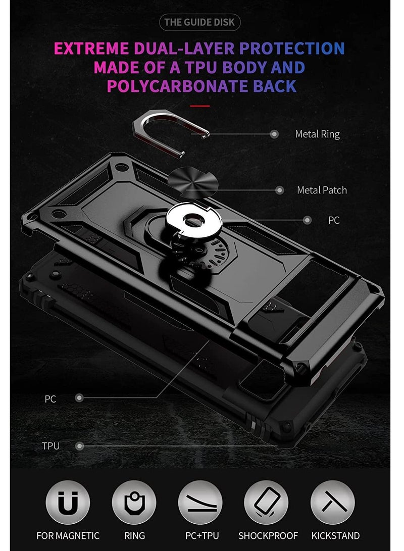Rock Pow for Google Pixel 7 case Heavy Duty Rugged Full Body Scratch Proof Shock proof Screen Camera Protection Built-in 360 Ring Kickstand shHard Back Phone Cover for Men Women Black - Image 4