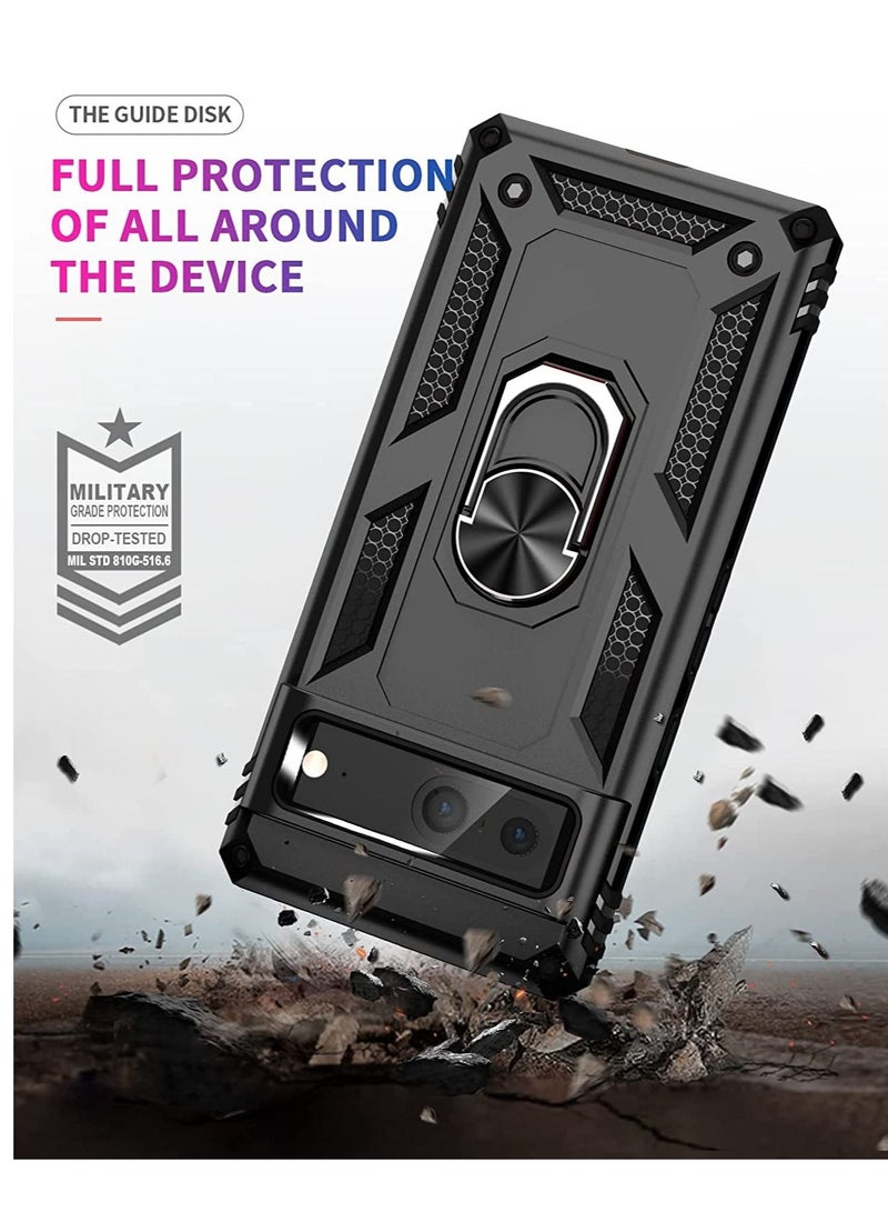 Rock Pow for Google Pixel 7 case Heavy Duty Rugged Full Body Scratch Proof Shock proof Screen Camera Protection Built-in 360 Ring Kickstand shHard Back Phone Cover for Men Women Black - Image 5