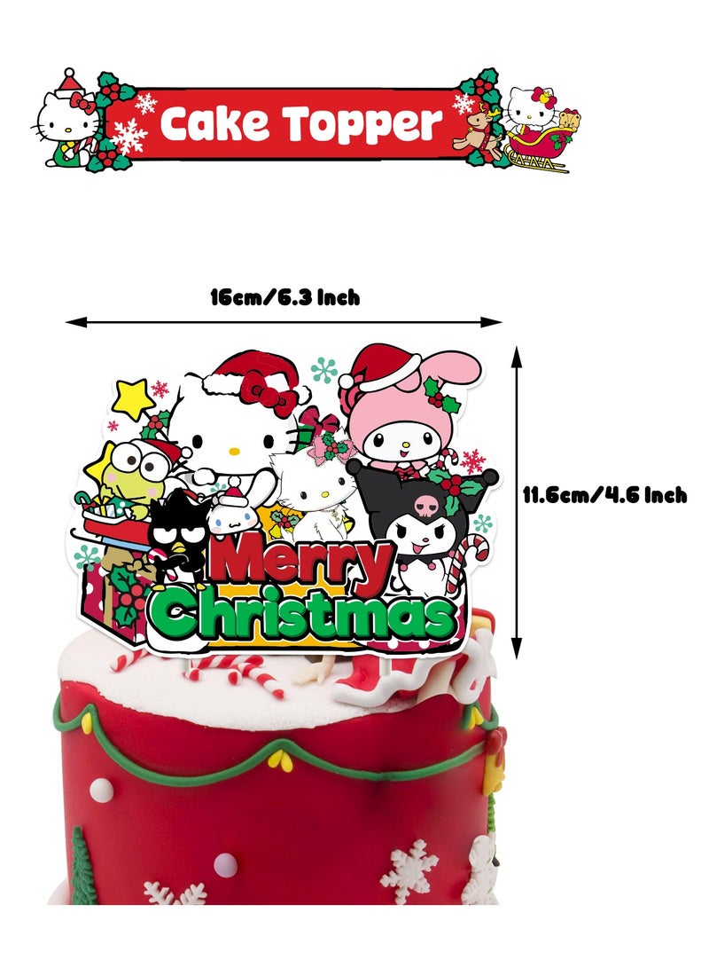 عام ديكور حفل عيد الميلاد بموضوع "كيتي القط" (Hello Kitty Christmas): لفافة عيد الميلاد بها لافتة عيد ميلاد كيتي القط، بطاقة إدخال الكعكة، بالونات لحفل العيد، وجميع مستلزمات الديكور الخاصة بحفل العيد بموضوع كيتي القط. - Image 2