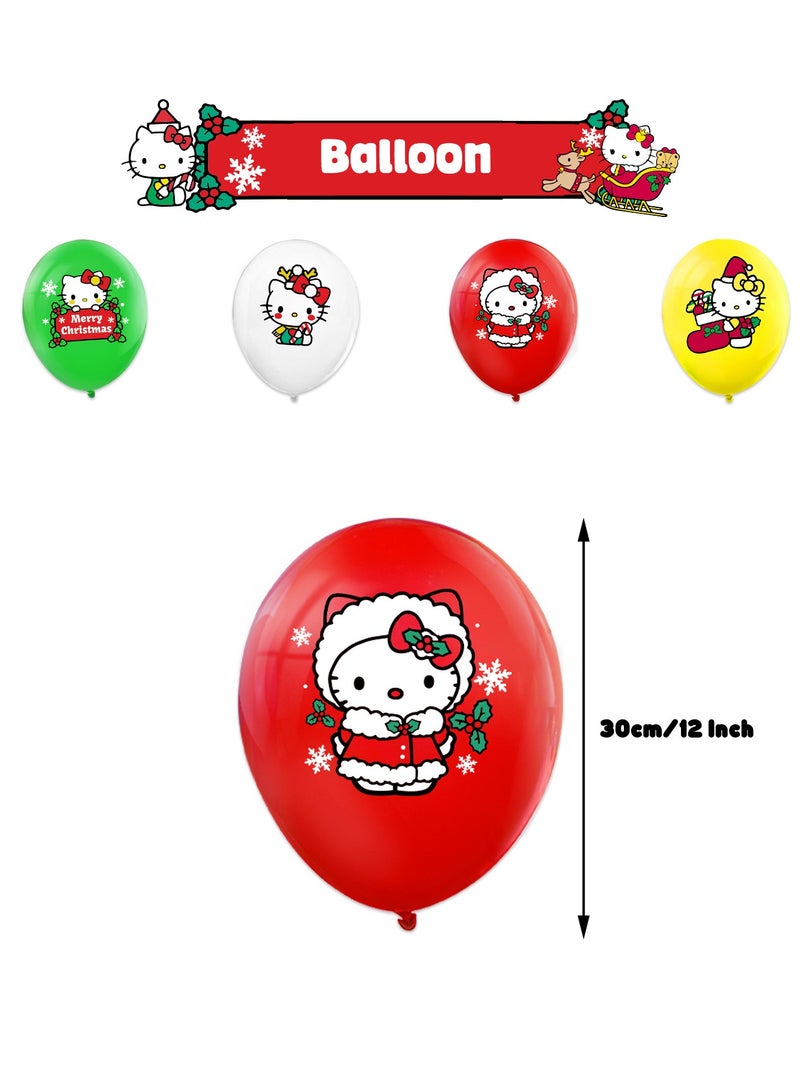 عام ديكور حفل عيد الميلاد بموضوع "كيتي القط" (Hello Kitty Christmas): لفافة عيد الميلاد بها لافتة عيد ميلاد كيتي القط، بطاقة إدخال الكعكة، بالونات لحفل العيد، وجميع مستلزمات الديكور الخاصة بحفل العيد بموضوع كيتي القط. - Image 4