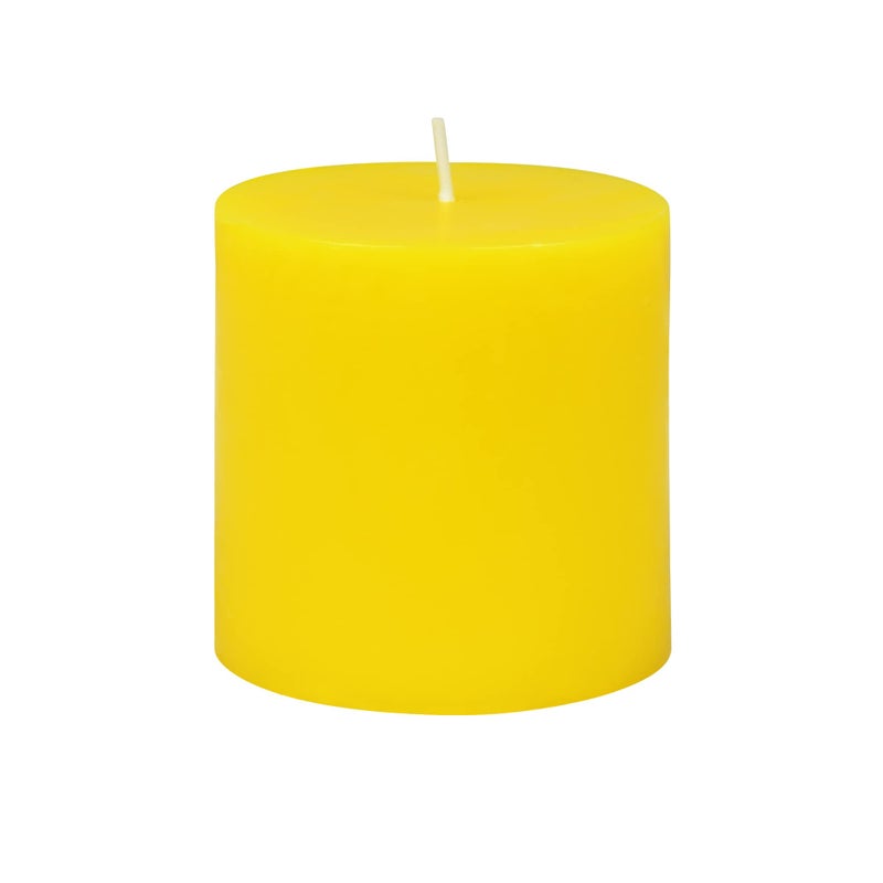Zest Candle شموع زست عمودية 3 × 3 بوصة صفراء من السترونيلا
