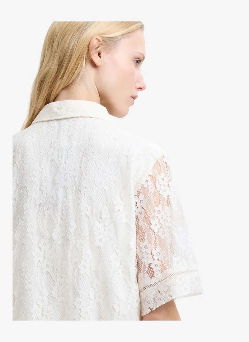 French Connection  Women's Porcelain Cream Zoe Lace Button Through Shirt for Women | Best Price UAE