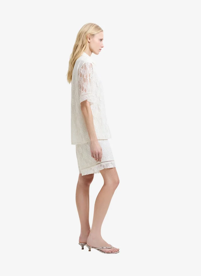 French Connection  Women's Porcelain Cream Zoe Lace Button Through Shirt for Women | Best Price UAE